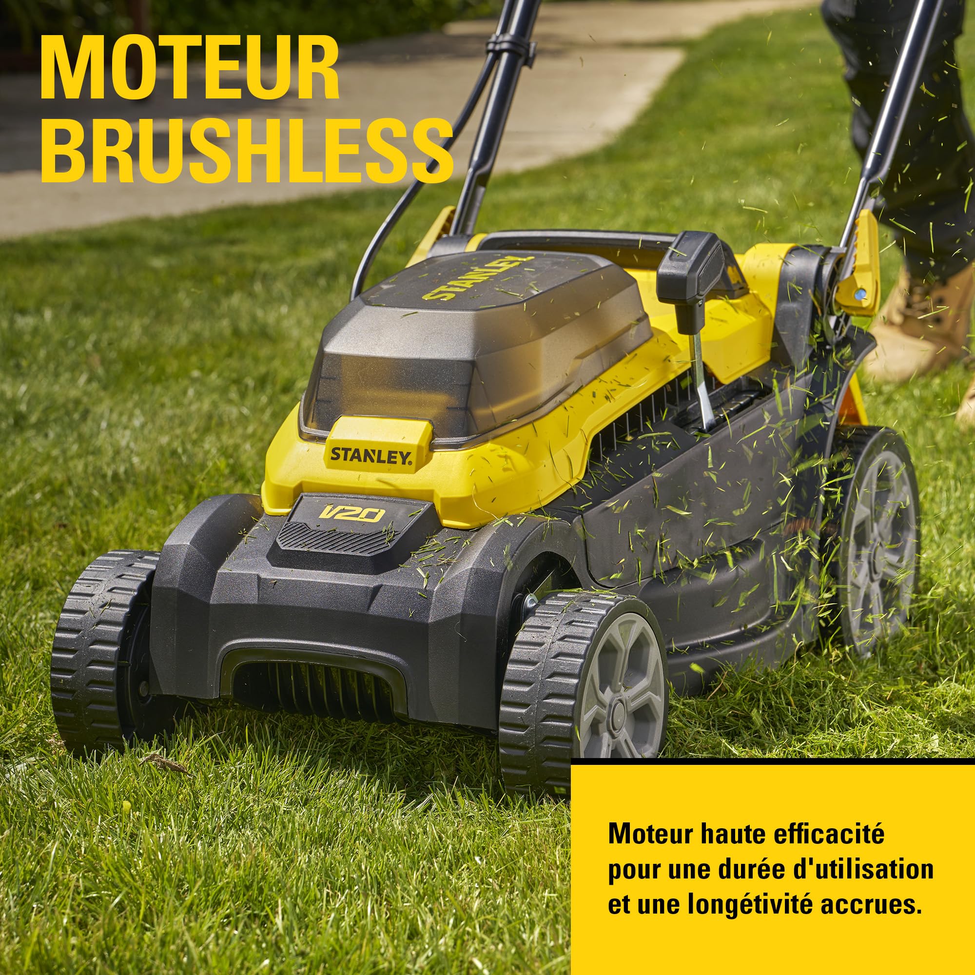 Stanley V20 Tondeuse à Gazon sans Fil 34 cm 18V 4Ah Li-Ion Brushless