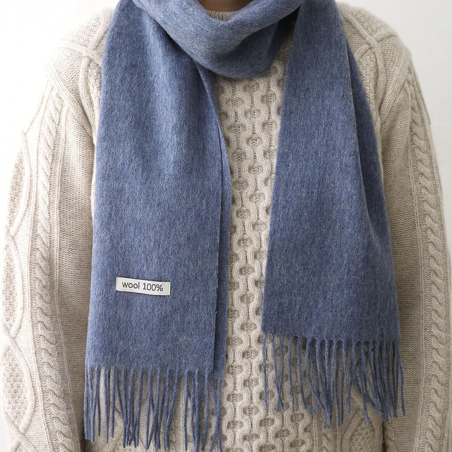 100% Wool Scarf - Men and Women Winter Warm Soft Luxurious Solid Colors Gift Box - Image 4