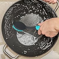 Vista 7 de PHYEX Paquete de 2 cepillos de platos con asa, cepillo suave para lavar platos de cocina, para limpiar ollas, sartén, fregadero