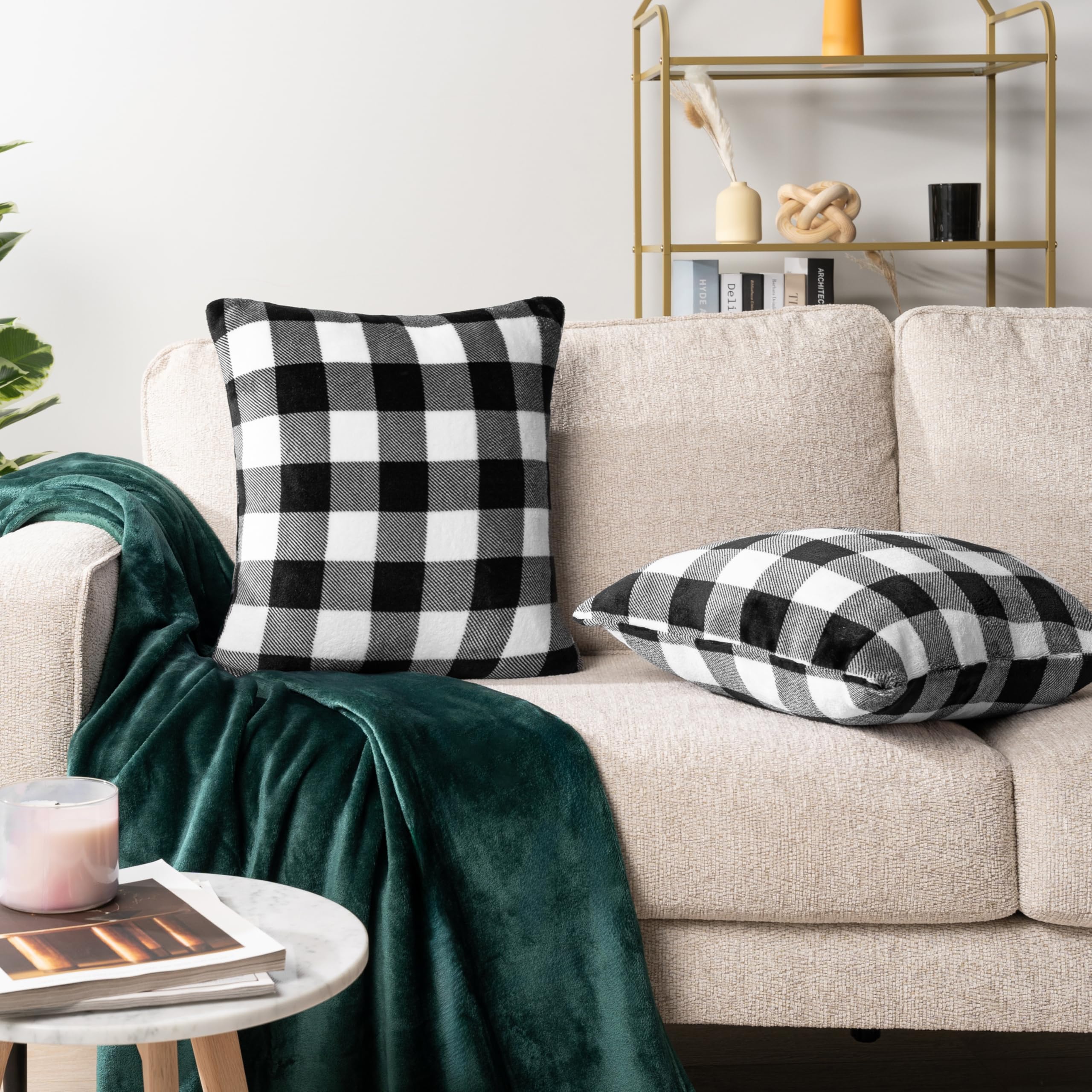 PAVILIA Juego de 2 fundas de almohada a cuadros de 18 x 18 pulgadas, fundas de almohada decorativas para cama, sofá, sofá, decoración estética bohemia para dormitorio, sala de estar, fundas de