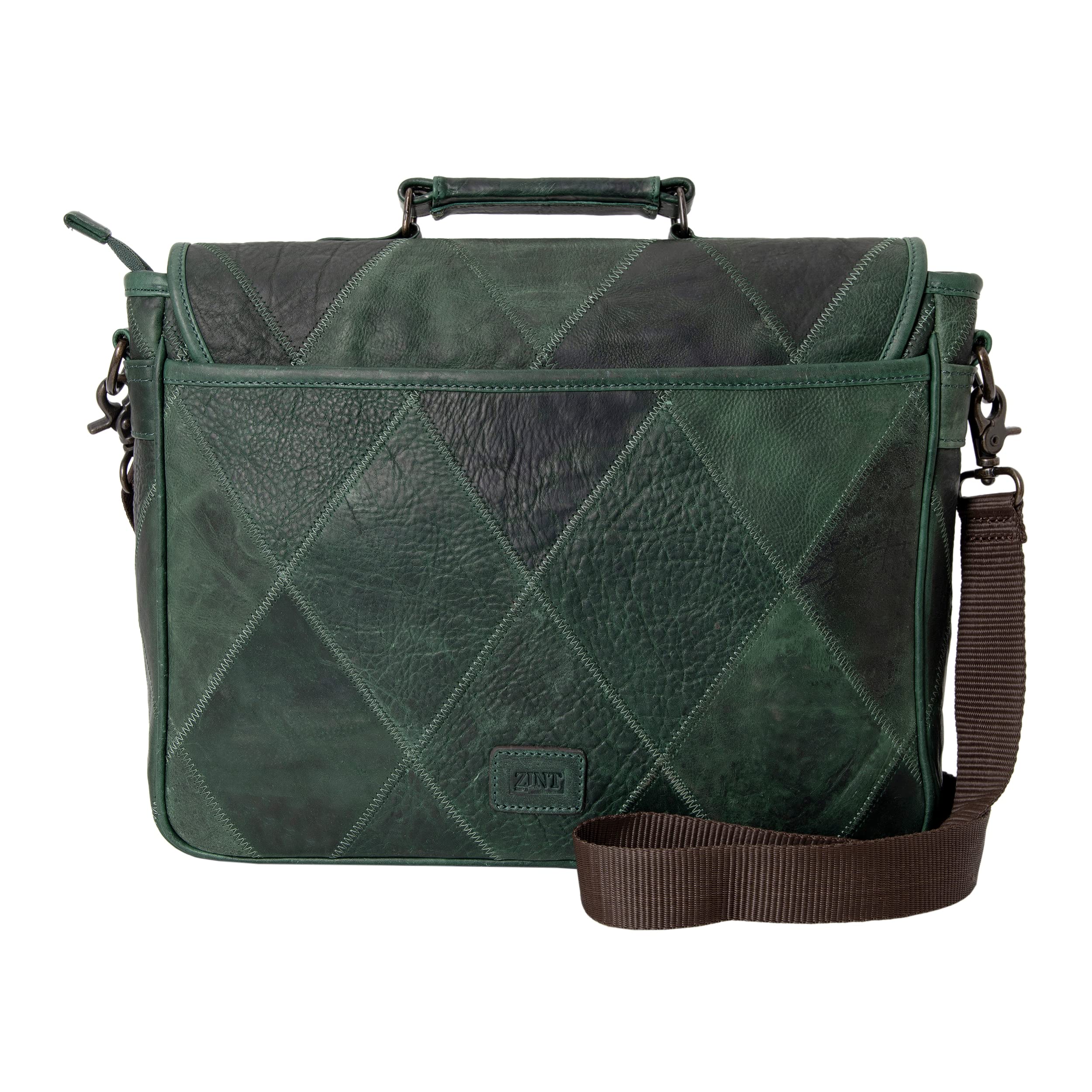 ZINT Waxy Genuine Full Grain Leather Green Unisex Messenger 15 inches Laptop Bag - Image 5 thumbnail