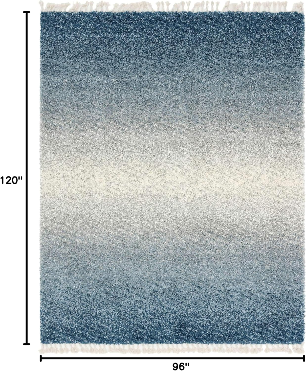 Unique Loom Hygge Shag Collection Area Rug - Gradient (8' x 10' Rectangle, Blue/ Beige)