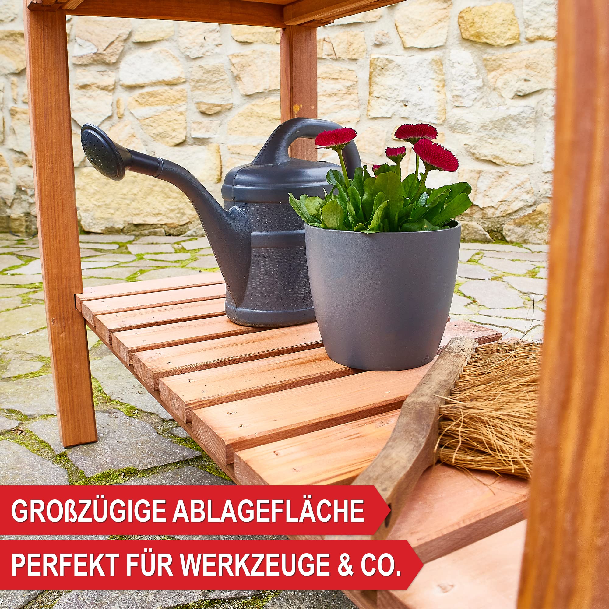 Onbest Premium Hochbeet – aus hochwertigem Holz – perfekt für Garten/Terrasse/Balkon – mit Stabiler Ablage und Innenvlies – Kräuterhochbeet 80 cm hoch, 80 cm lang – Pflanztisch – Hochbeete