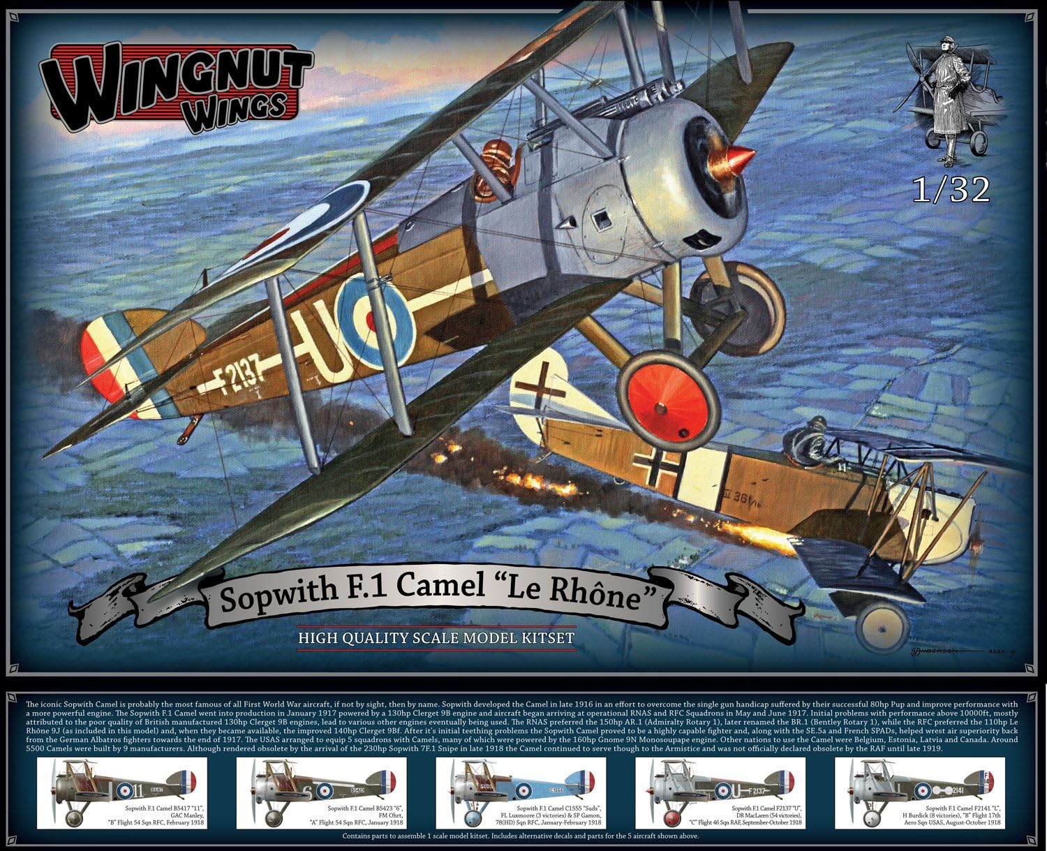 WNW32071 1:32 Wingnut Wings Sopwith F.1 Camel "Le Rhone" [MODEL BUILDING KIT]