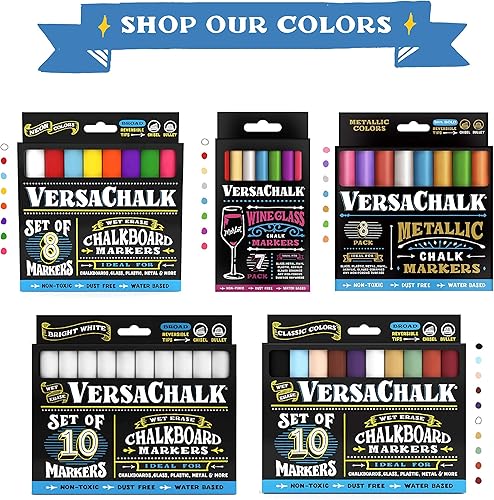 Miniatura 3 de VersaChalk marcadores de tiza líquida metálicos, juego de 8 con punta de 3 mm