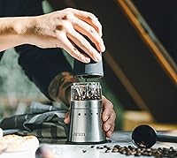 Vista 4 de Brim Electric Handheld Burr Coffee Grinder, Simple One-Touch Operation, 9 Precise Grind Settings from Espresso to French Press, Removable 30g Ground