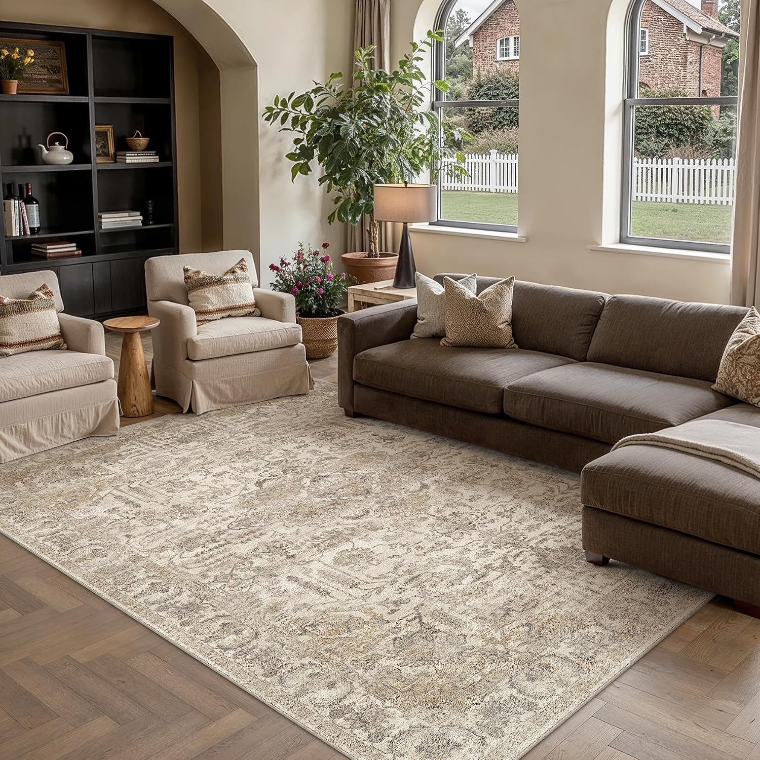 Alfombra PureCozy Vintage Beige 160x230cm - Antideslizante y Lavable