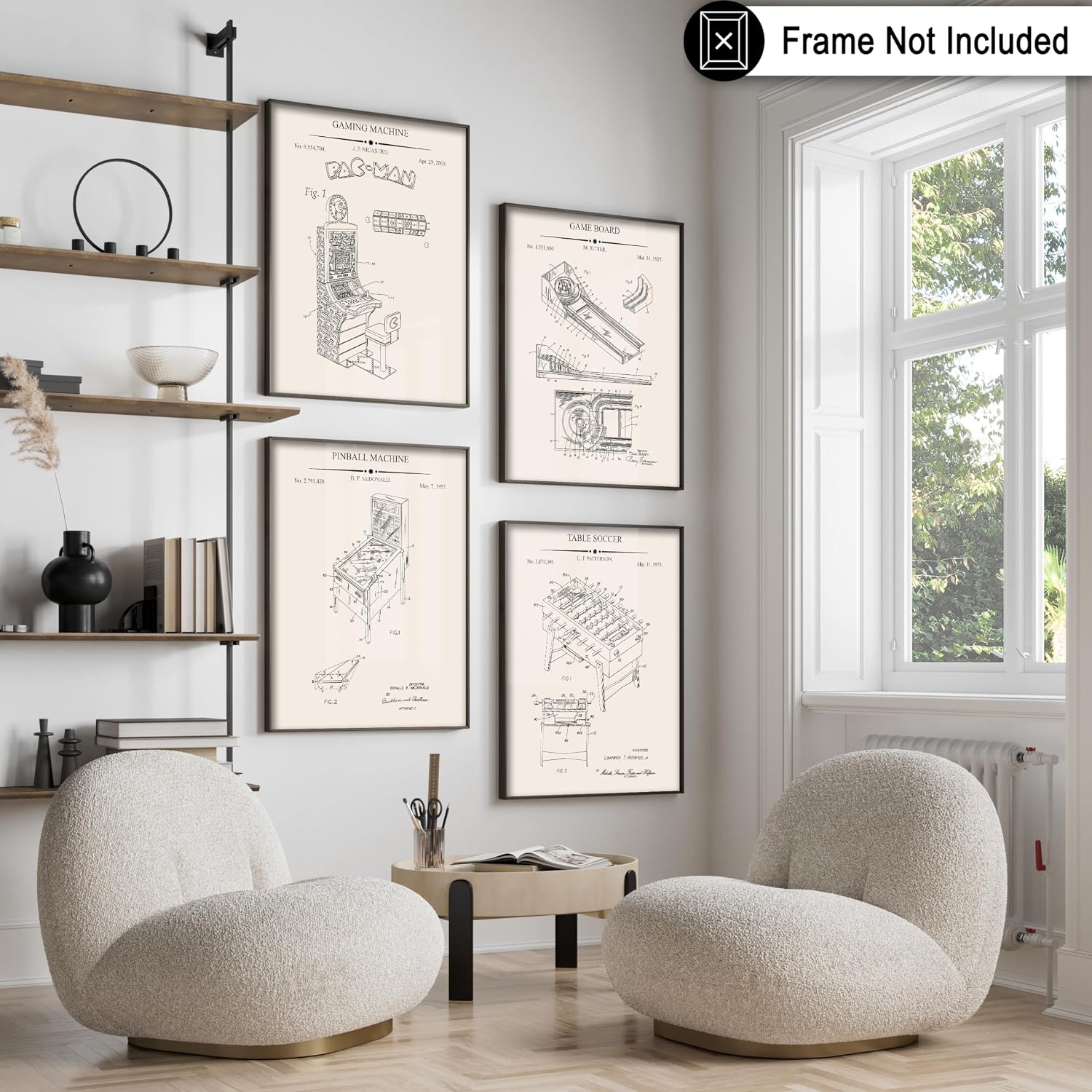 Poster Master 4-Piece Gaming Machines Blueprint Poster - Game Patent Print - Arcade Art - Skee Ball Illustration - Technical Design - Foosball Design - Great Office or Bar Decor - 8x10 UNFRAMED