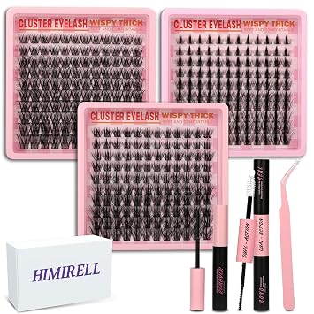 DIY Lash Clusters Kit 3 Styles Mixed Lashes Gift Box Kit Natural Manga Spike Individual Cluster Lashes C Curly Volume Fluff Wispy Cluster Eyelash Extensions with bond and seal tweezers and remover