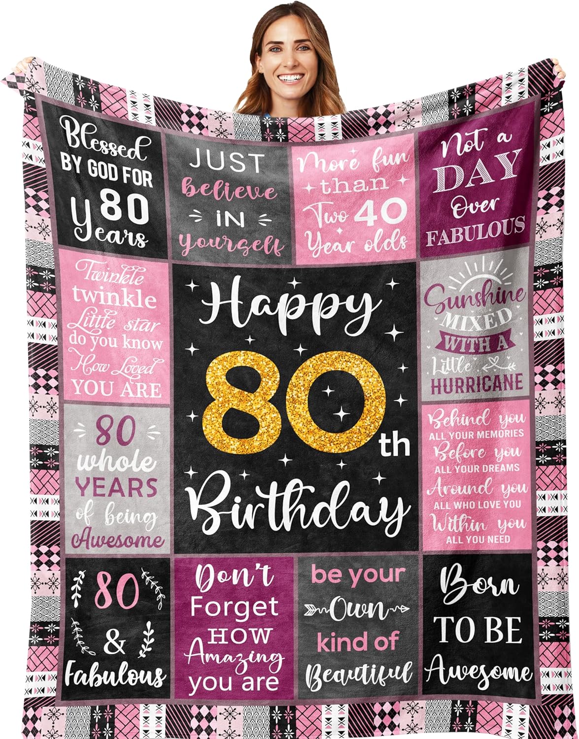 Amonee-YL 50th Birthday Gifts for Women, 50th Birthday Gift Blanket 60"X80", 50 Year Old Gifts for Women, 50th Birthday Gifts for Her, 50th Birthday Decorations, 50 Years Old Birthday Gifts for Woman