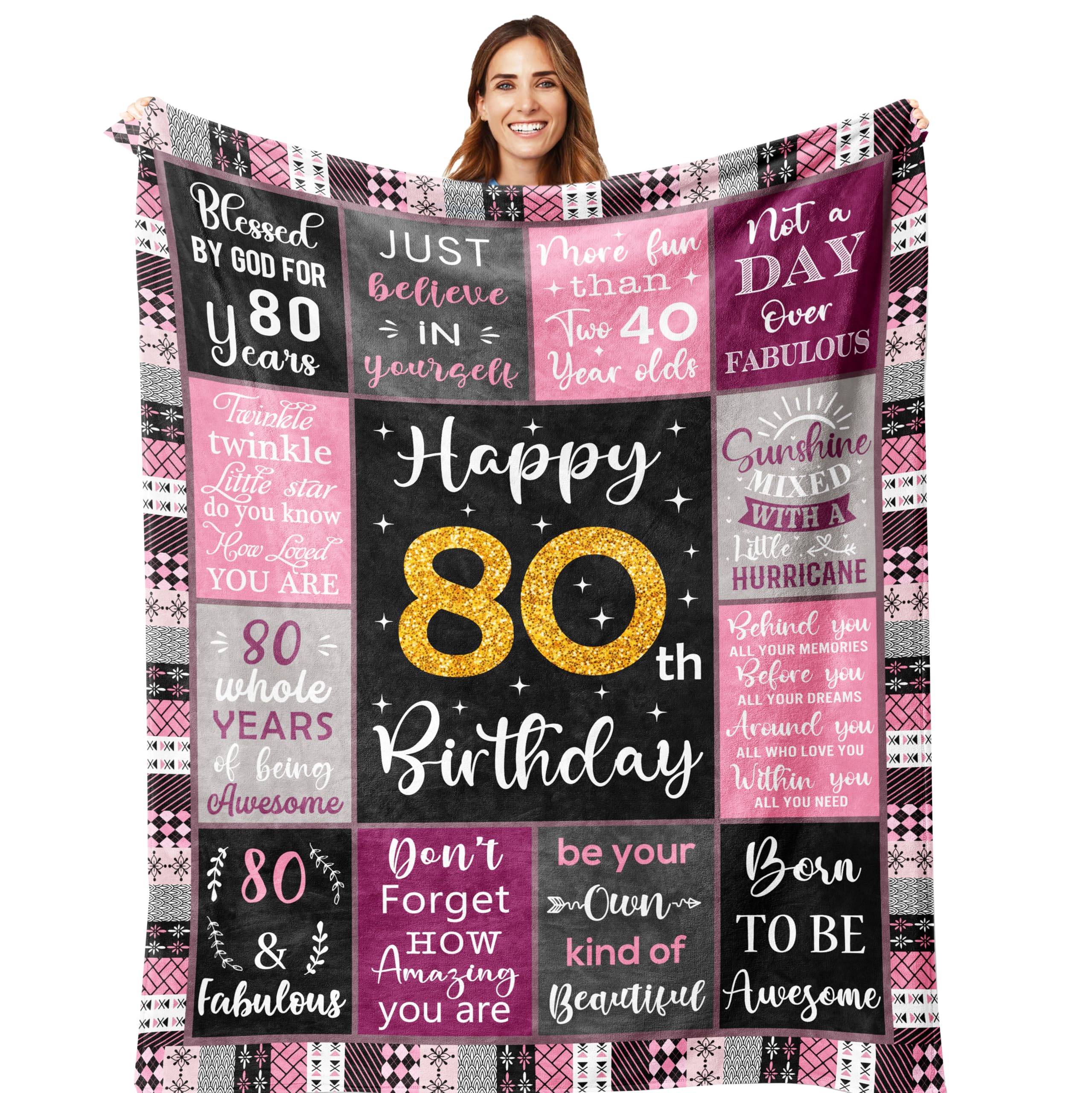 Hcoviv Manta De Regalo De Cumpleaños 80 Para Mujeres