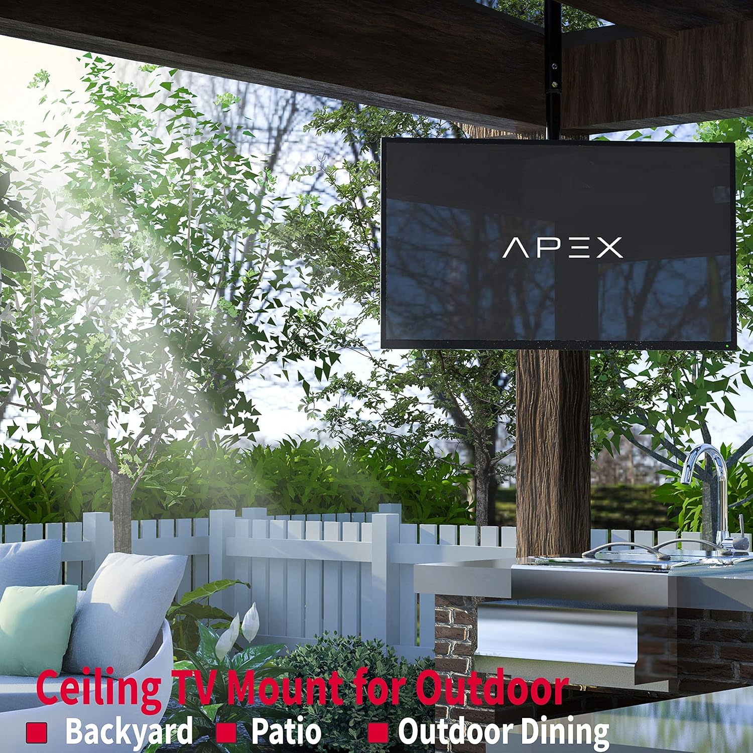 Best Promounts Ceiling TV Mount, 360° Swivel and Tilt Flat Sloped Hanging Full Motion TV Bracket for 37 55 60 65 75 70 80 Inch LCD LED OLED Plasma Curved Flat Screen 110lbs, Max VESA 600x400mm (UC-PRO310)