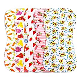 KiddyStar 5-Pack Organic Cotton Burp Cloths - Large, Ultra-Soft 3-Layer Towels for Burping, Shoulder & Hand Use, Highly Absorbent