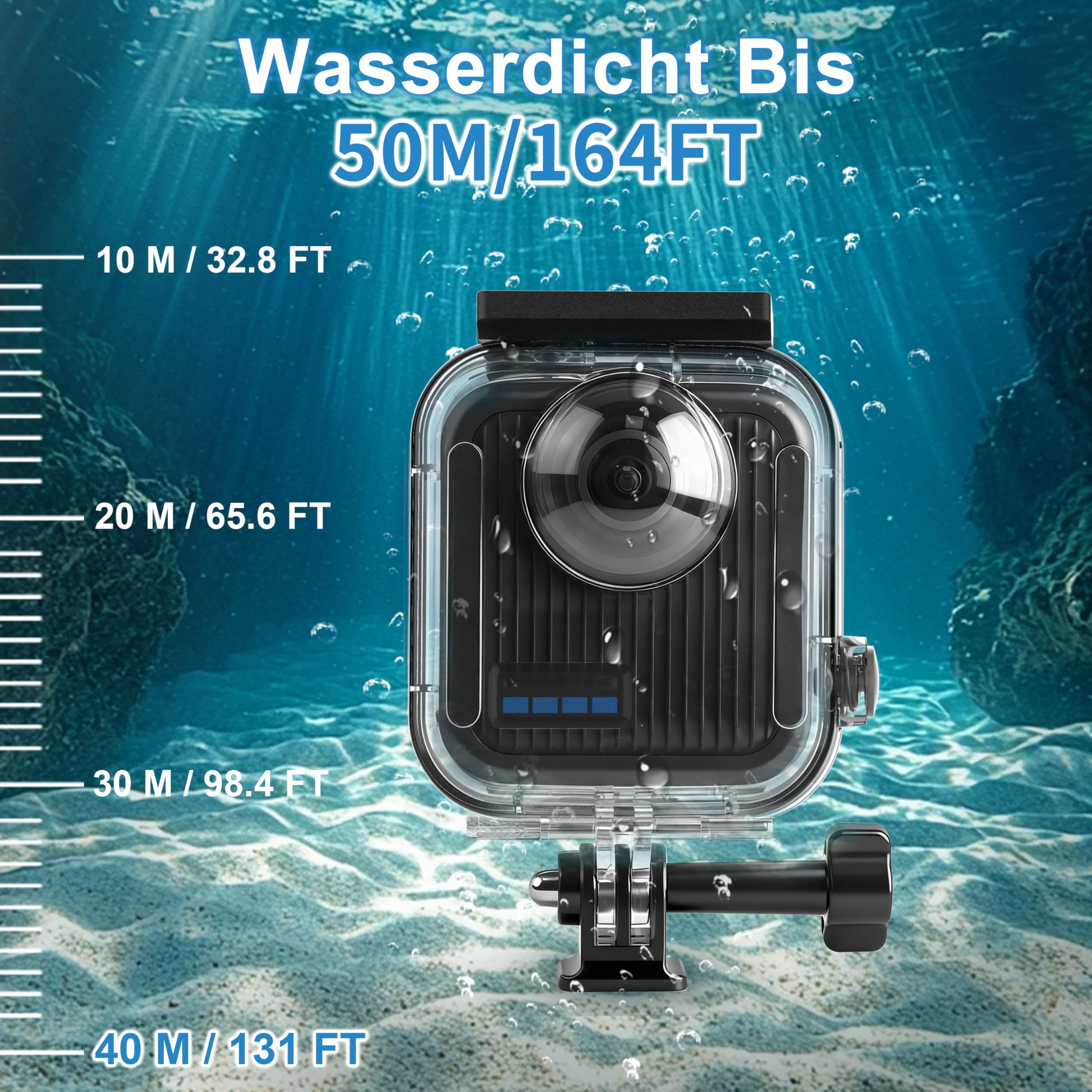 FitStill La funda protectora impermeable de 40 m / 131 pies solo es adecuada para Go Pro Max 2, lente de vidrio óptico a prueba de polvo e impermeable, carcasa sumergible submarina, Max 2 accesorios