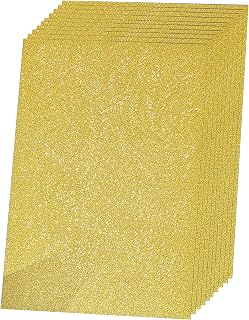 Gold Glitter Paper Cardstocks Sparkling Cardstocks for Cricut, Duarable Glitter Paper for Creating Greeting Cards, Cake Toppers, Wedding Crafts, 250Gsm, 10 Sheets(Gold)