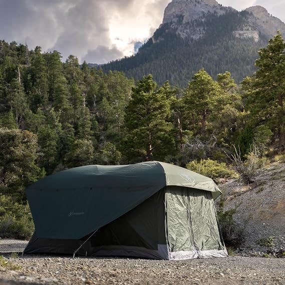 Gazelle TentsTM, T4 Tandem Hub Tent, Easy 90 Second Set-Up, Waterproof, UV Resistant, Convertible Screen Room, Removable Floor, 4-8 Person, Alpine Green, 78 x 94 x 165, GT450GR