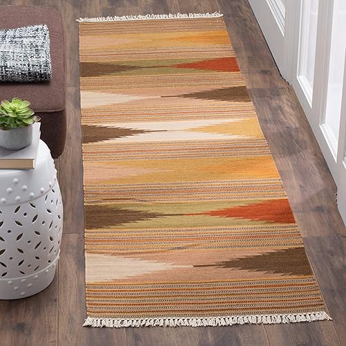 Miniatura 2 de SAFAVIEH Kilim Collection - Alfombra de pasillo de 2 pies 3 pulgadas x 10 pies, natural y multicolor, hecha a mano, lana tribal del suroeste, ideal