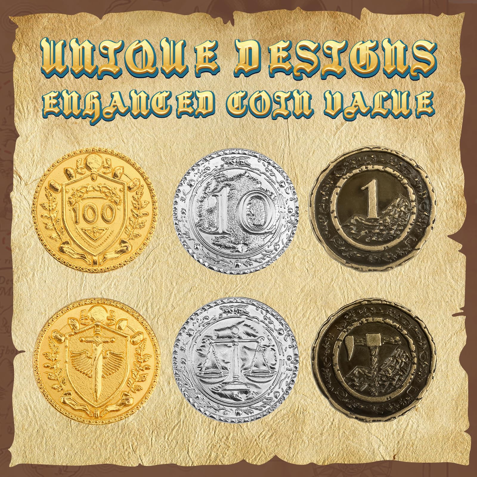 Byhoo 150 PCS Metal DND Coins, 1.2