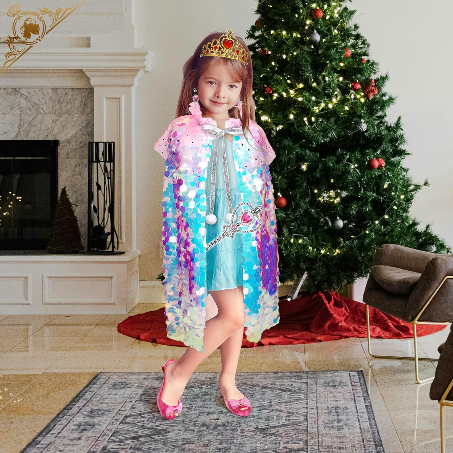 Princess Dress Up for Girls - Role Play Dress Up Clothes for Girls, Ltitle Girl Costumes Accessories Princess Shoes, Halloween Christmas Birthday Gift for Toddler Girls 3-6 Year