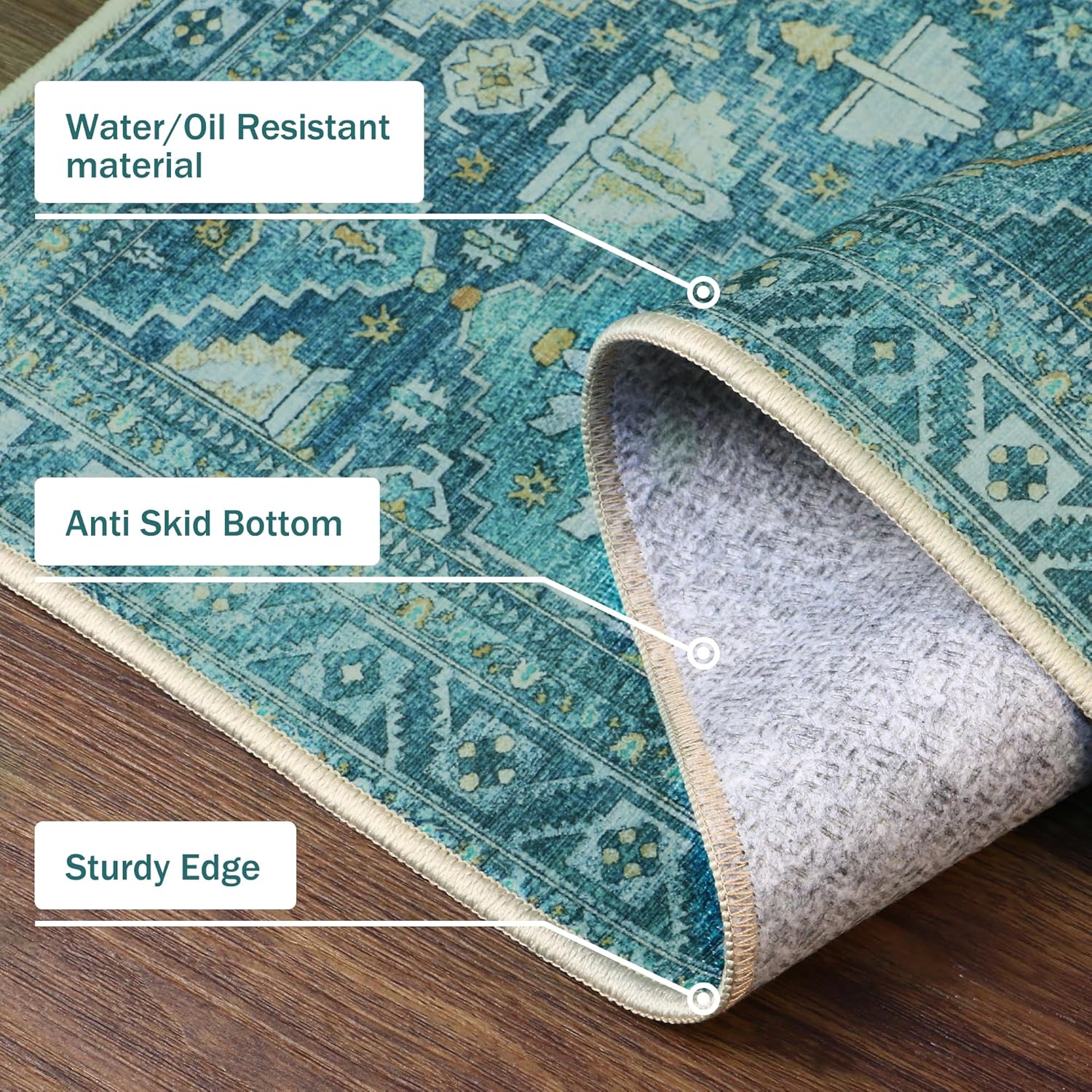 GENIMO Kitchen Mats for Floor Set of 3 Non-Slip Washable, Waterproof Lightweight Kitchen Rugs, Kitchen Floor Mat Runner Rug Carpet for Laundry, Sink, Hallway, Bathroom, Entryway, Dark Green