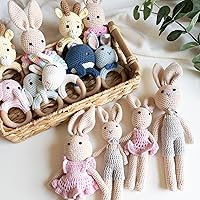 Vista 8 de Sonajero de algodón hecho a mano, sonajero educativo para bebés de dentición, ideal para bebés, cosas únicas para bebés recién nacidos, diseño