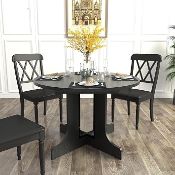 Round Expandable Dining Table,Wood Extendable Dining Room Table Extendable Table, Long Dining Table for Kitchen