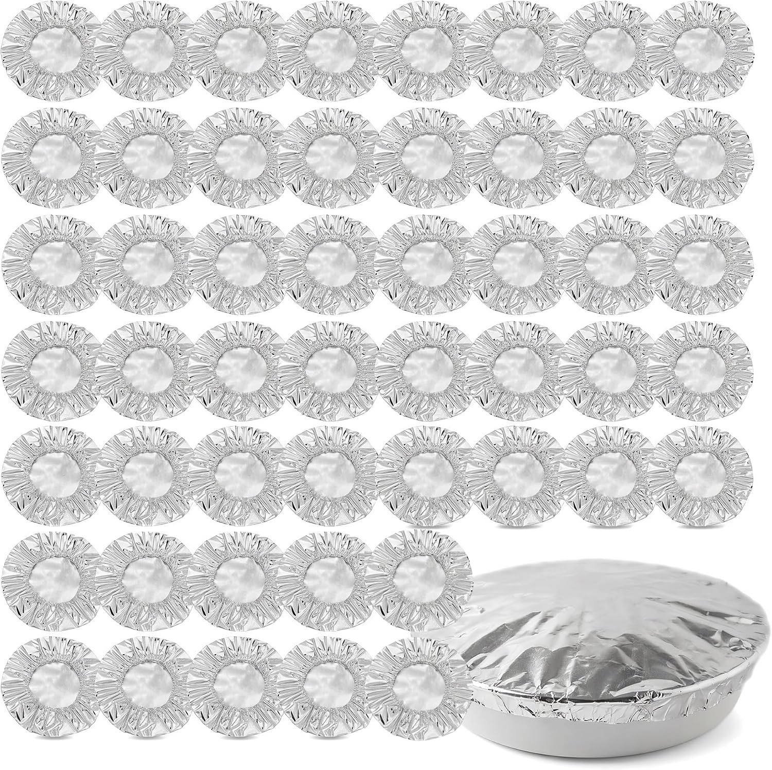 Foil Insulation Covers Reusable Aluminum Foil Insulation Covers Flexible Heat-Retaining Food Covers for Meal Prep, Leftovers, Baking & Food Storage（50pcs）