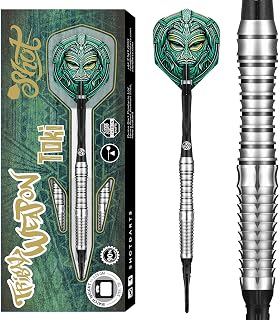 Shot! Tribal Weapon Toki Soft Tip Darts Set 90% Tungsten Barrels Handcrafted Professional Dart Set & Flights Made in New Zealand, Soft Tip for Electric Dartboard