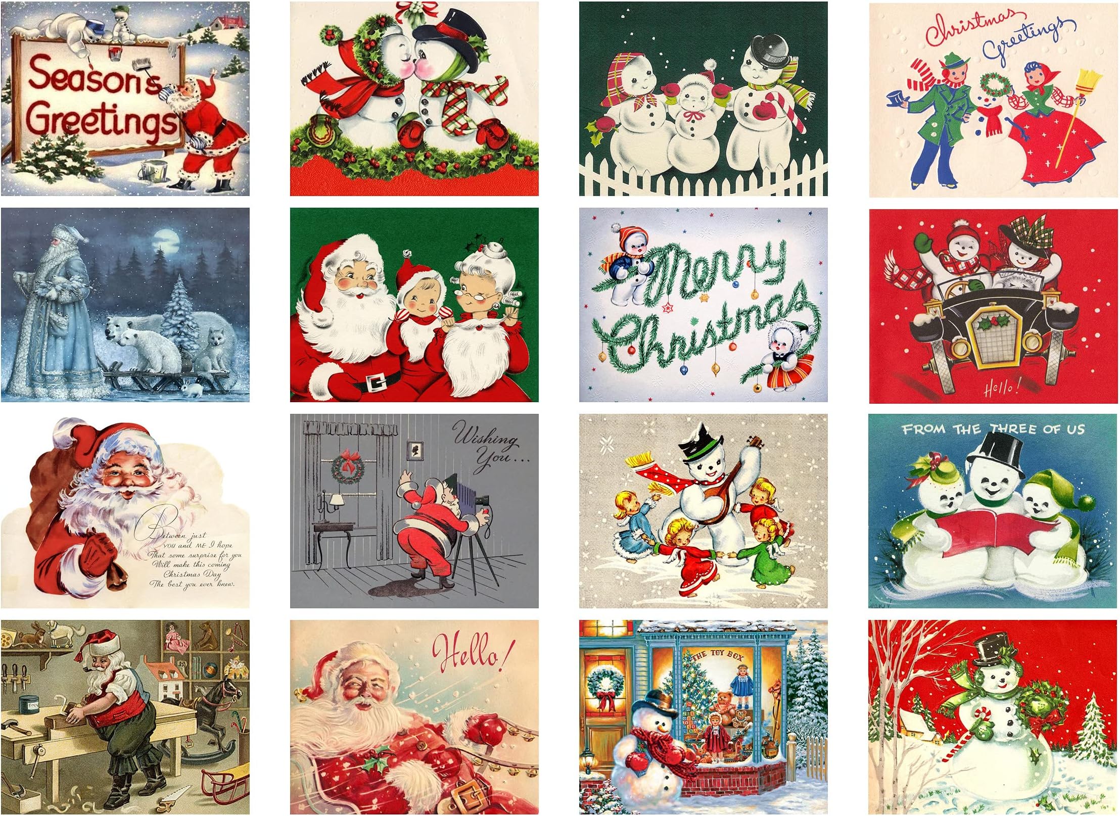 FlonzDecoupage Paper Pack (21 Sheets 15x20cm) Snta and Snowman Vintage Styled Christmas Pictures Cards for Decoupage, Craft and Scrapbooking