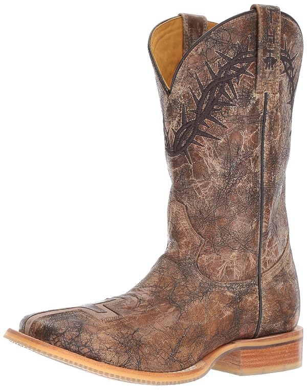 Tin Haul Shoes mens John 3: 16 Western Boot, Brown, 7.5 Wide US by Tin Haul Shoes - Used condition - US$138.72