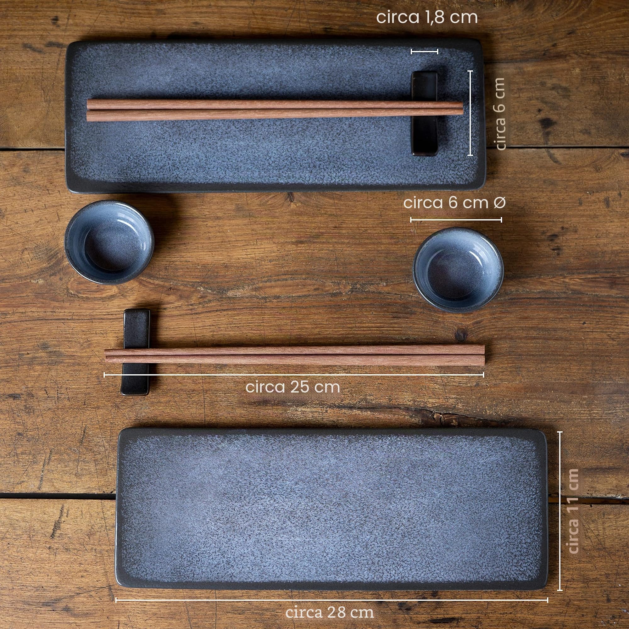 Moritz & Moritz Set di stoviglie per sushi per 2 persone - 10 pezzi - Set per servire il sushi con 3 piatti per sushi - 2x piatti per sushi, ciotola per miso, ciotoline e bacchette
