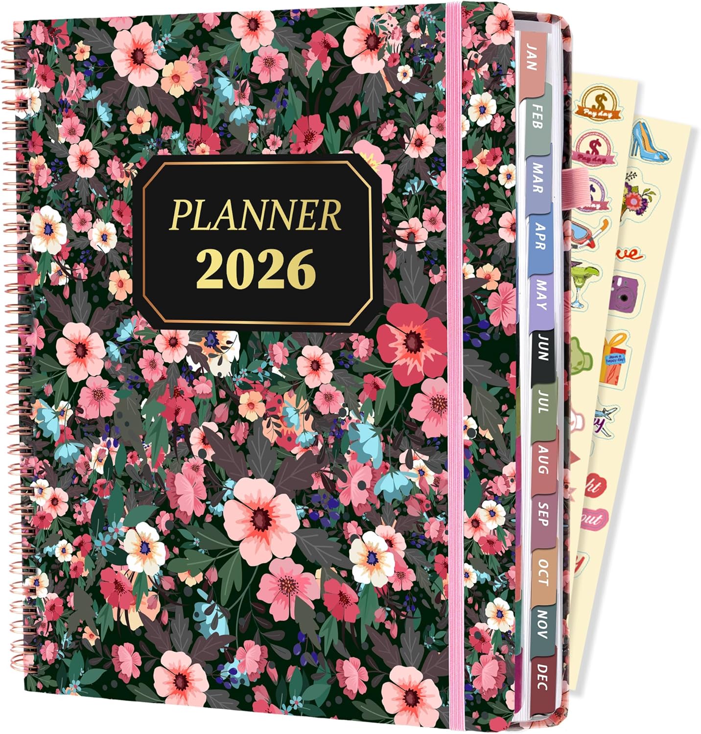 2026 Planner Weekly and Monthly Daily Hard Cover Calendar Planners 8.5 x 11 Jan 2026-Dec 2026 for Women with Stickers & Tabs Large Yearly Agenda for Mom Work Home- Floral