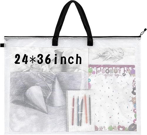 Cunno Bolsa de cartera de arte de 24 x 36 pulgadas, bolsa de almacenamiento para pósteres grandes, bolsas con cremallera y asa, organizador de arte,