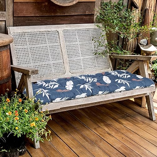 Miniatura 6 de Huwena 2 cojines para silla de salón al aire libre de 67 x 21 pulgadas, cojines para tumbona de patio con estampado floral, almohadillas gruesas