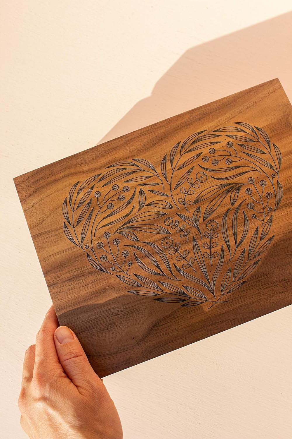 Floral Heart Wooden Memory Box for Wedding Anniversary [Personalized Custom Keepsake Box for New Baby, Mother's Day Gift for Mom, Made in the USA]