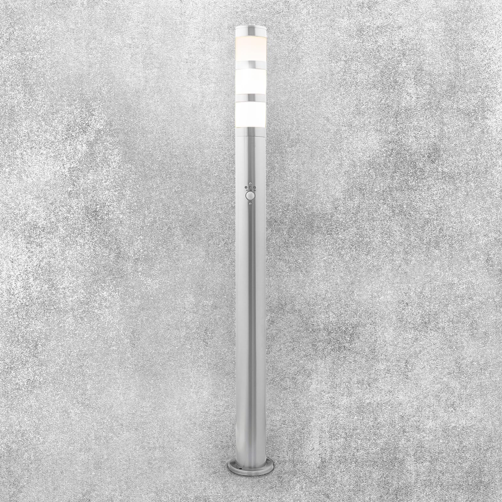 Grafner XXL Edelstahl Wegeleuchte mit Bewegungsmelder, Höhe: 110 cm, 1x E27 Fassung, IP44, Wegleuchte Weglampe Gartenlampe Gartenleuchte Standlampe Außenstandleuchte Pollerleuchte