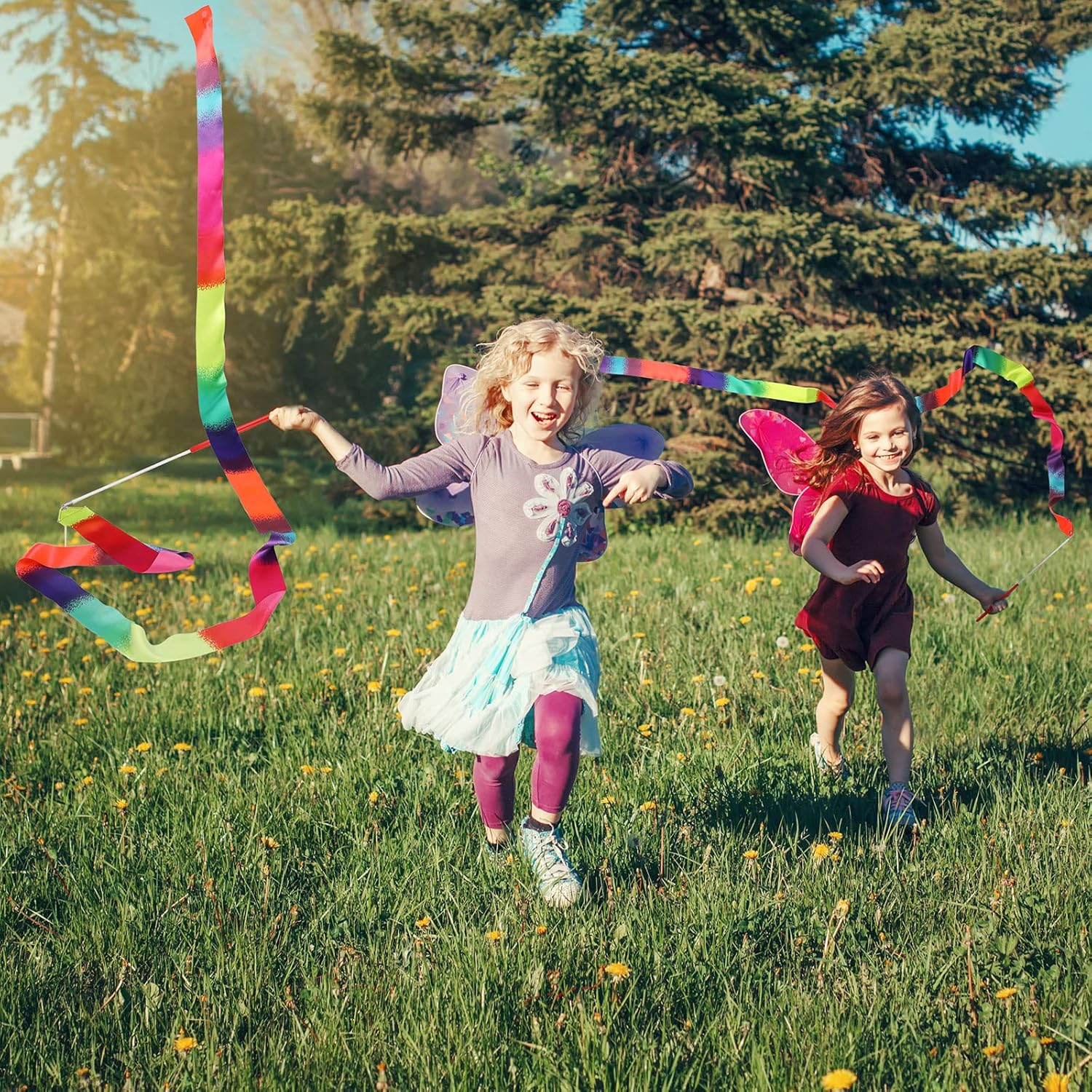 Yilloog Ribbon Dancing Wands Party Favors, 78.7 Inch Artistic Gymnastics Ribbon Streamers Twirling Wands, Birthday Decorations