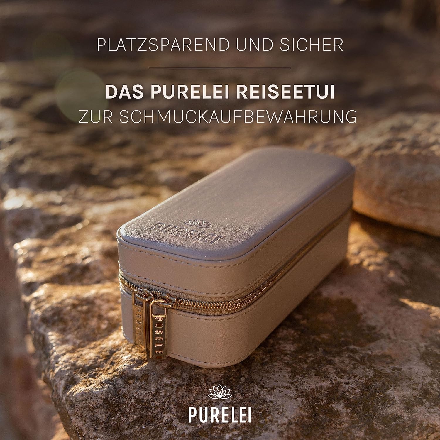 Purelei® Travel Jewelry Case – Jewelry box with elegant Faux Leather – Compact Jewelry Organizer for Women – Portable Travel Jewelry Box – 6.5 x 2.6 x 2 inches