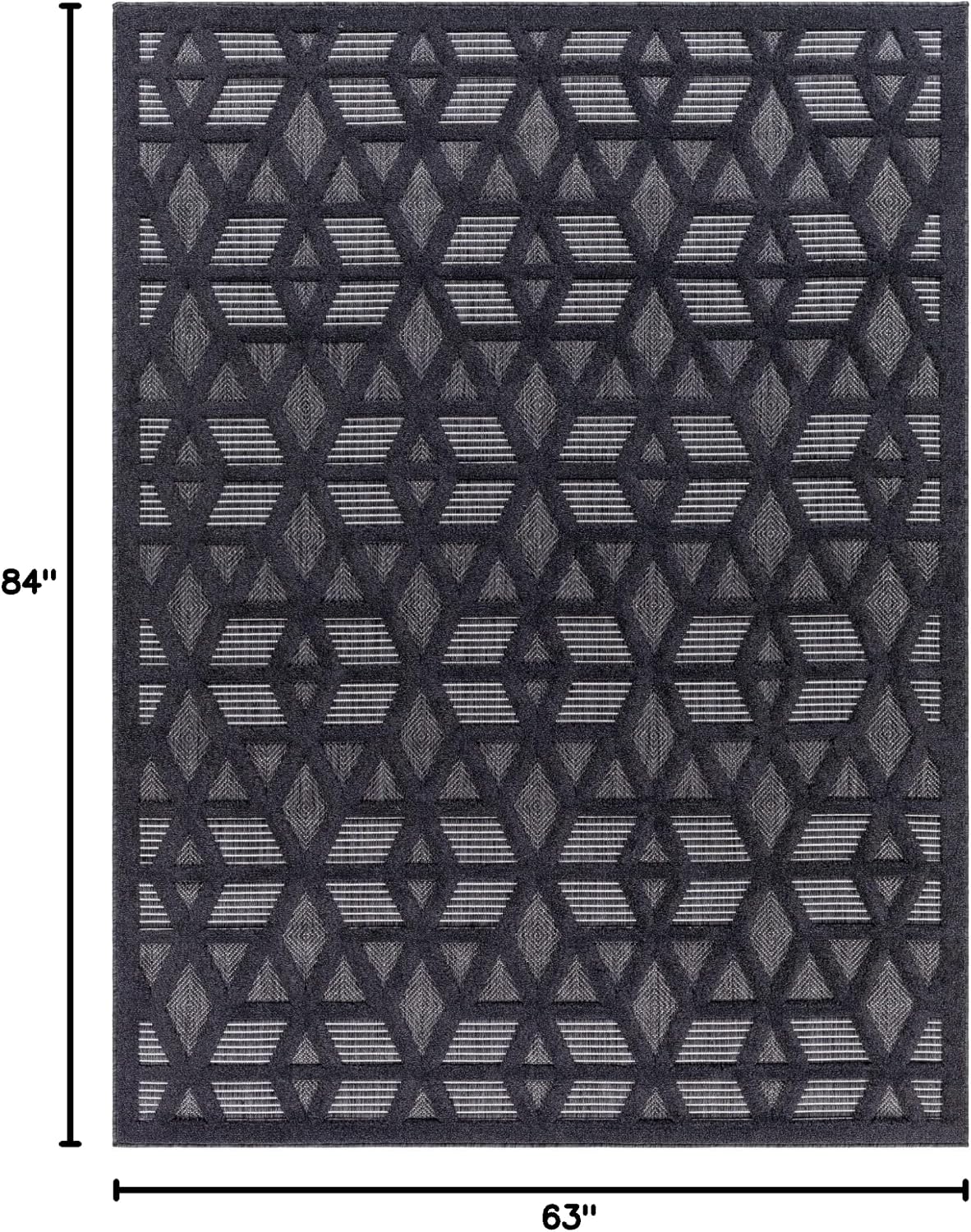 Livabliss San Diego Modern Scandinavian Outdoor Area Rug,5'3" x 7',Black