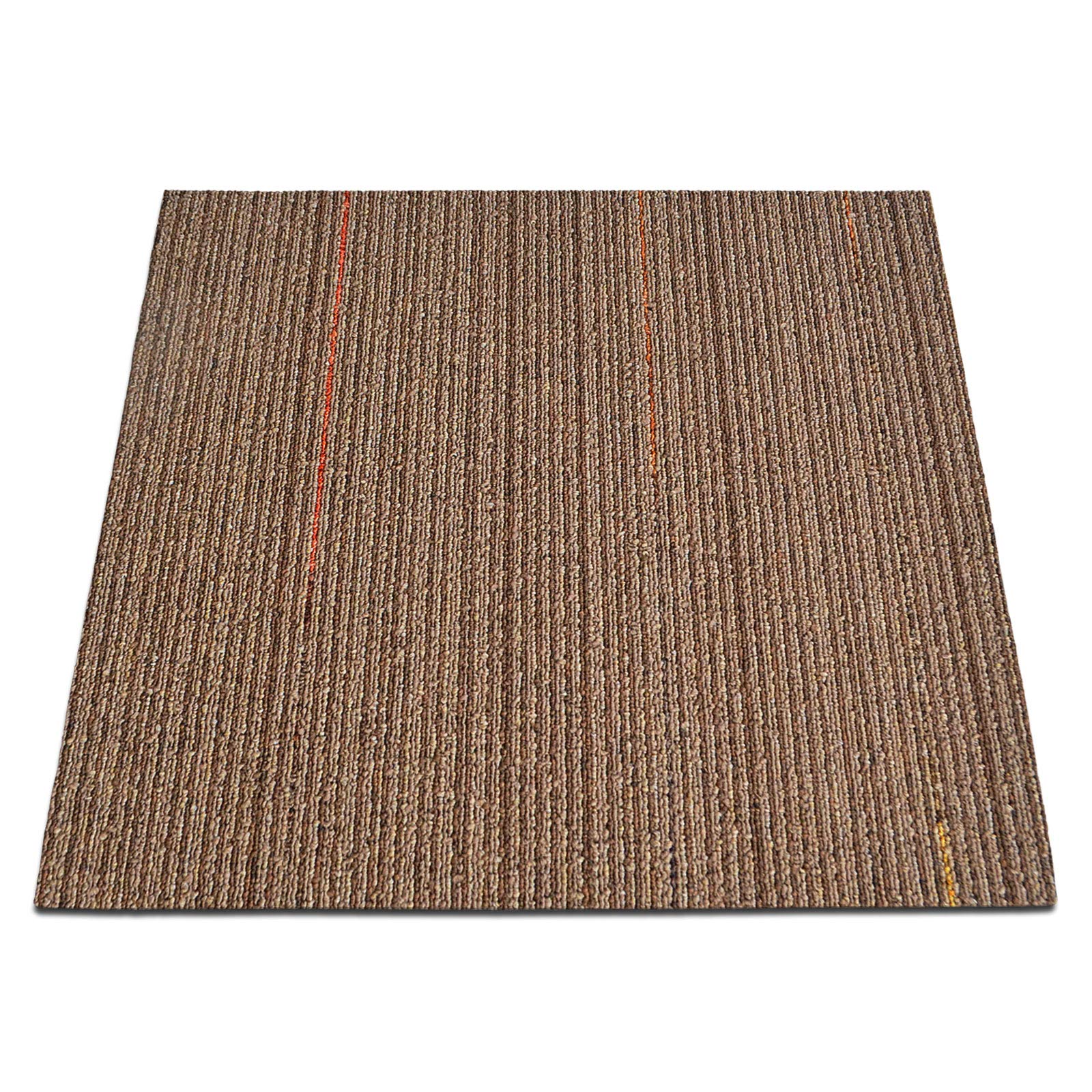 Design Teppichfliesen Berlin 50x50 cm selbstliegend - 6 m² Set - strapazierfähiger Teppich Bodenbelag mit hochwertigem Schlingenflor - antistatisch mit Bitumen Rücken (24 Stück, K2 Braun/Beige)