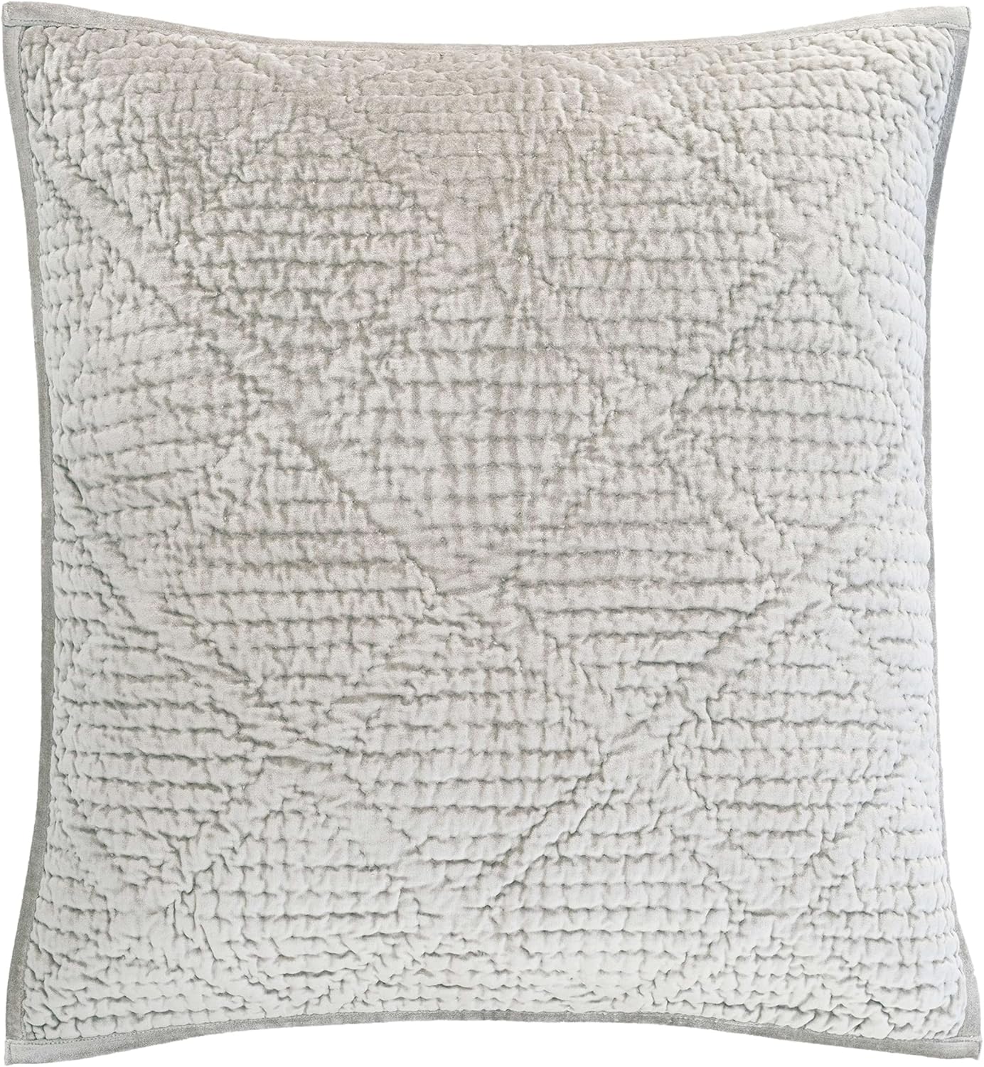 Pine Cone Hill Parisienne Velvet Grey Quilted Sham, King Size, Grey Solid Pattern