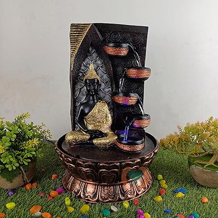 Merupam Buddha Water Fountain for Home Decor with Multicolor LED Light Indoor Water Fountain for Home Decor Decoration Showpiece (M-21)