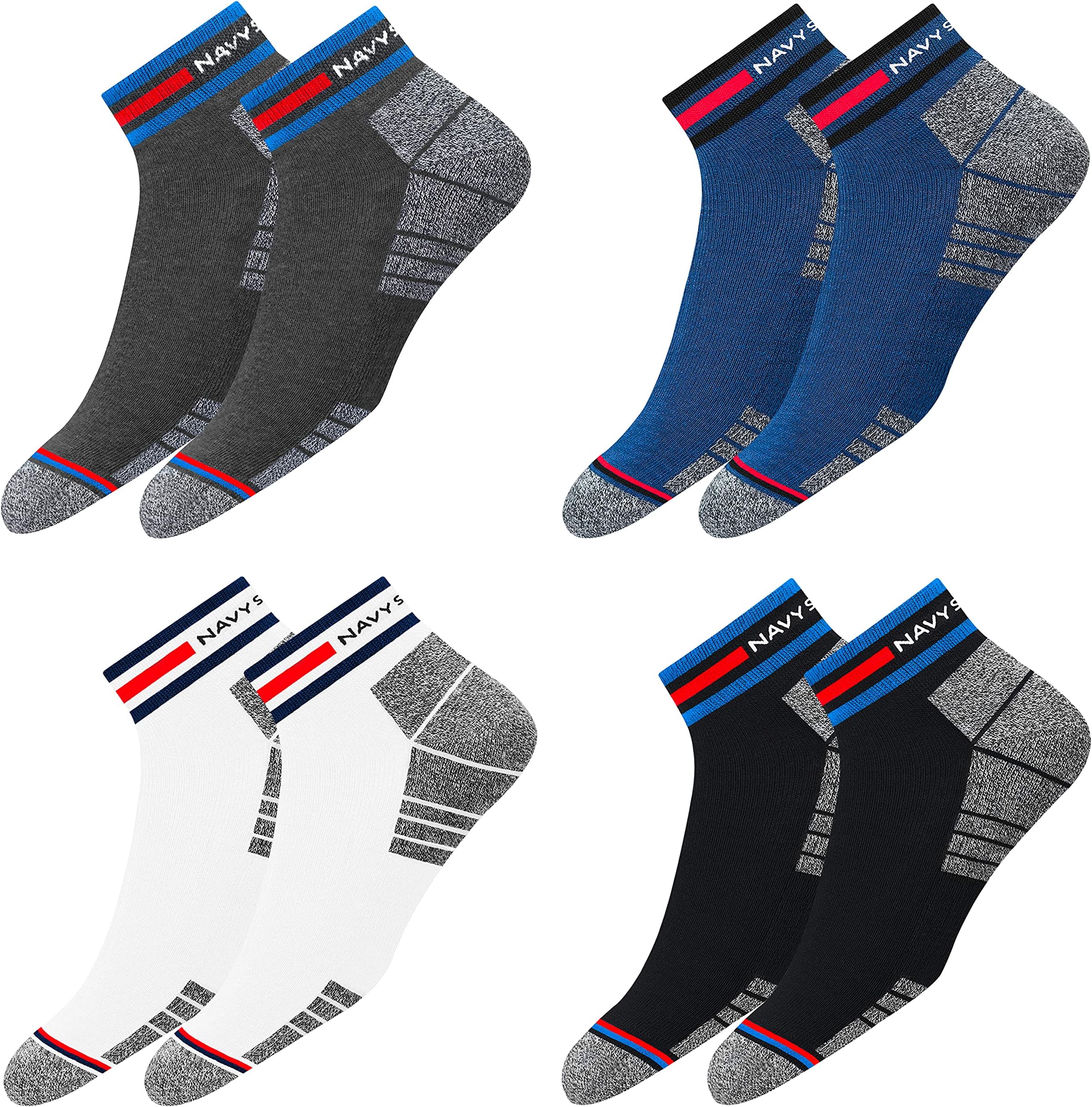 Originals Unisex Casual Cushion Cotton Ankle Socks, Assorted Combo, Pack of 4, Free Size