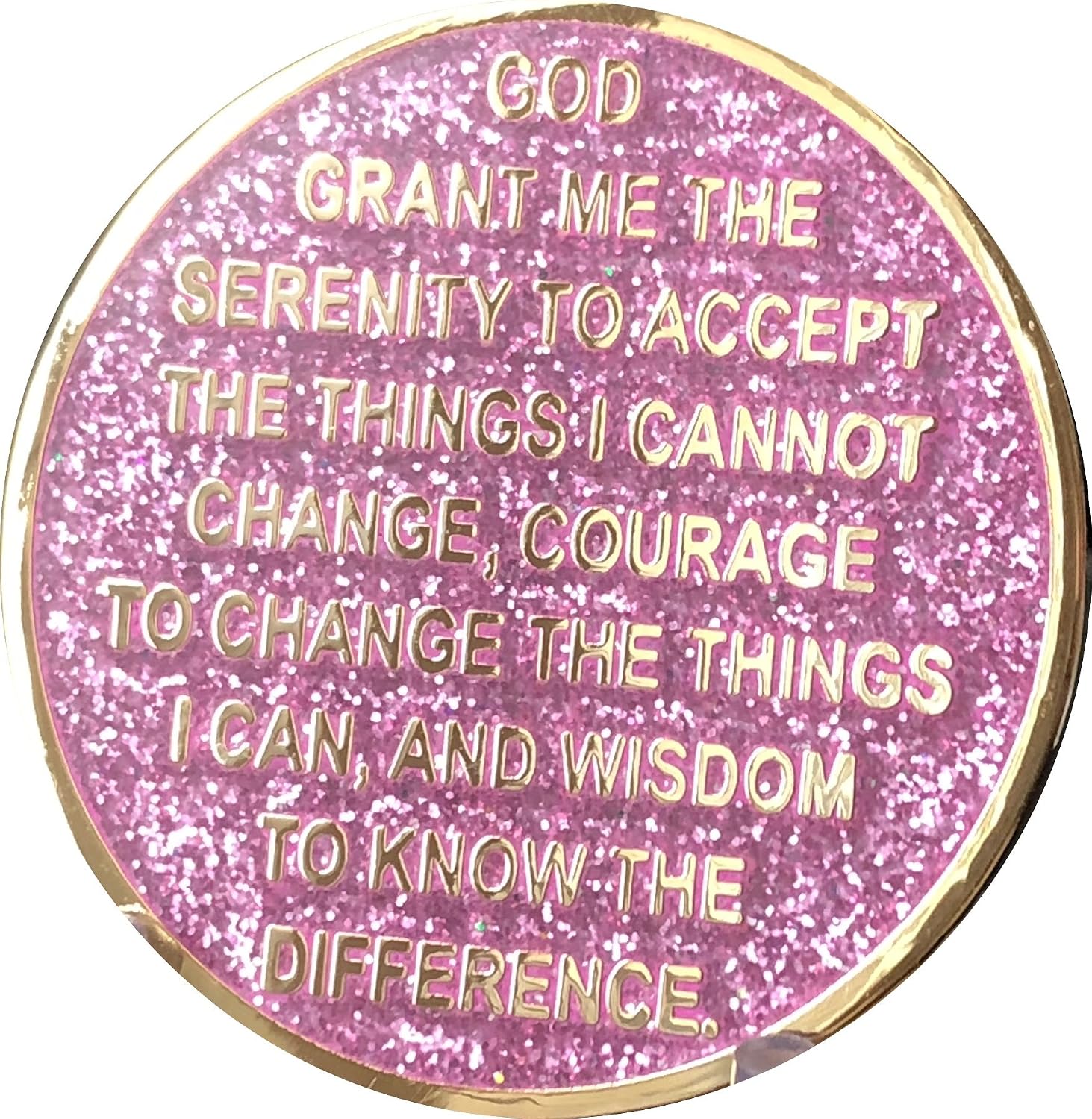 2 Year Elegant Glitter Pink Gold Silver Bi-Plated AA Medallion Chip II