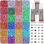 31000Pcs Rhinestones for Bedazzling, 3mm Bedazzler Kit with Flatback Rhinestones for Clothes Crafting Crafts Nails Clothing, Flat Back Resin Rainbow Colorful Colored Crystal with B 7000 Glue Clear