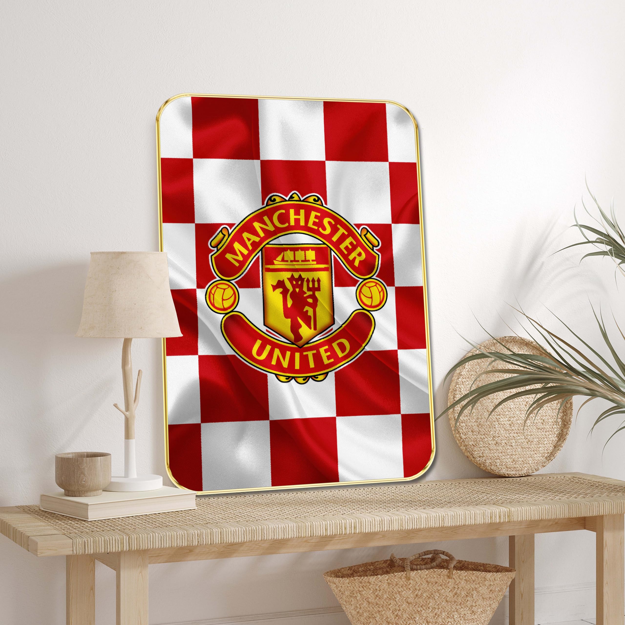 Livin'luxe Manchester United FC Wall Art | Red & White Checkerboard Painting with Iconic Club Crest | Premium Framed Football Decor (13 x 19 Inch) MG01-551-image-45
