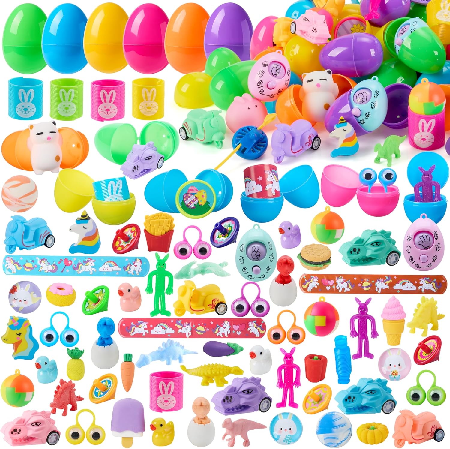 JOYIN 160 PCS Prefilled Easter Eggs with Assorted Toys, Easter Stuffed Eggs for Egg Hunt Supplies, Basket Stuffers Fillers, Classroom Prizes, Party Favors