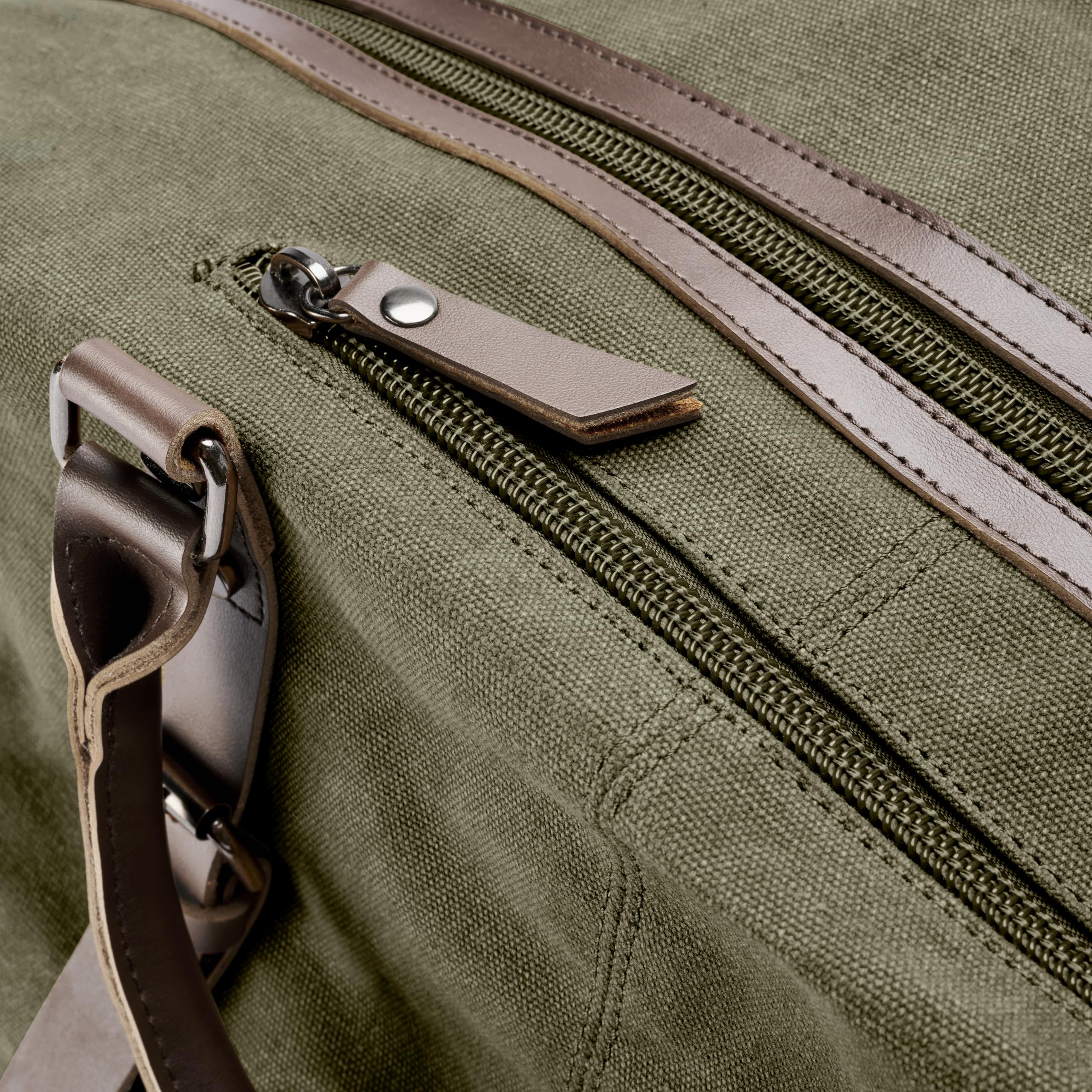 Trendhim Bolsa grande de lona de grafito vintage y cuero marrón para hombre, para viajes, escapadas de fin de semana, elegante y duradera para viajes nocturnos, Green, 55 x 30 cm