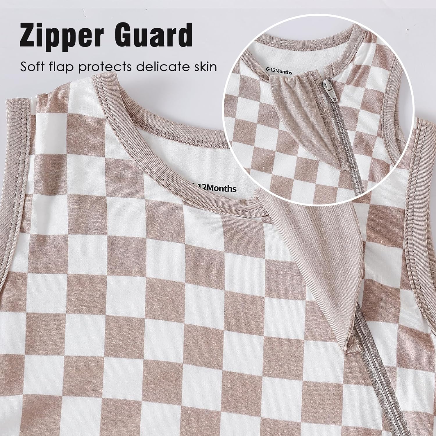 Rayon Made from Bamboo 0.5 Tog Baby Sleep Sack Newborn Sleeping Bag Sack 2-Way Zipper Checkered Infant Wearable Blanket - Image 3
