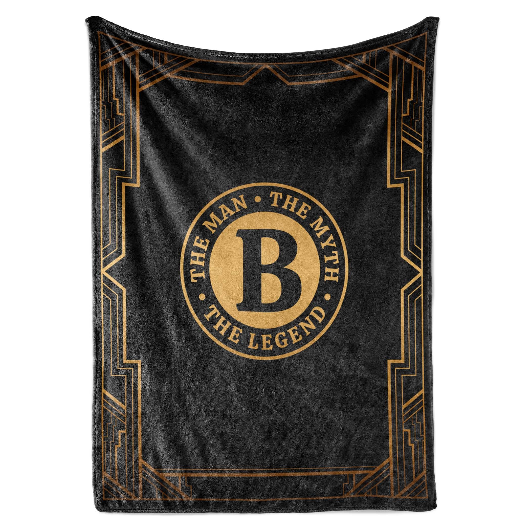 InnoBeta Initial Birthday Gifts for Men, Birthday Gifts for Him, The Man The Myth The Legend Gift Ideas for Dad, Grandpa, Uncle- 300gsm Flannel Blanket- 50"x 65"-B